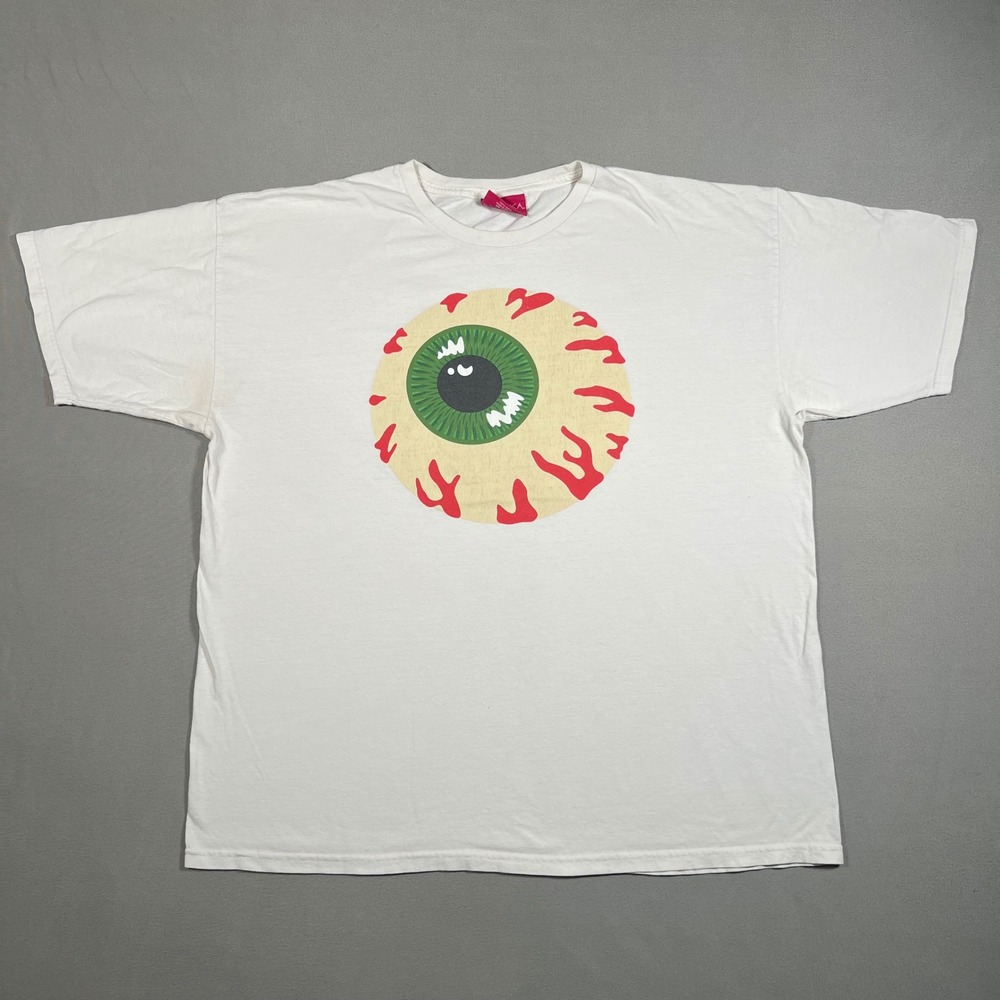Mishka MNWKA Eyeball Graphic T-Shirt Mens XL White Short Sleeve Streetwear